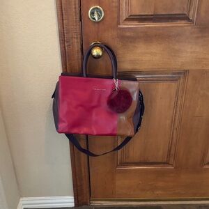 Trina Turk Red and Brown & Carmel Satchel